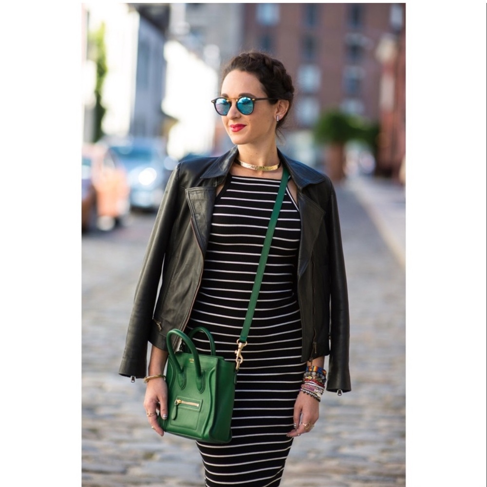 Reformation Carson Midi Dress Women’s Size Large Striped Ribbed Black White‎ - Picture 2 of 8